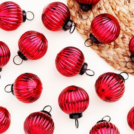 12 Pieces Glass Red Christmas Ornaments For Tree Decoration